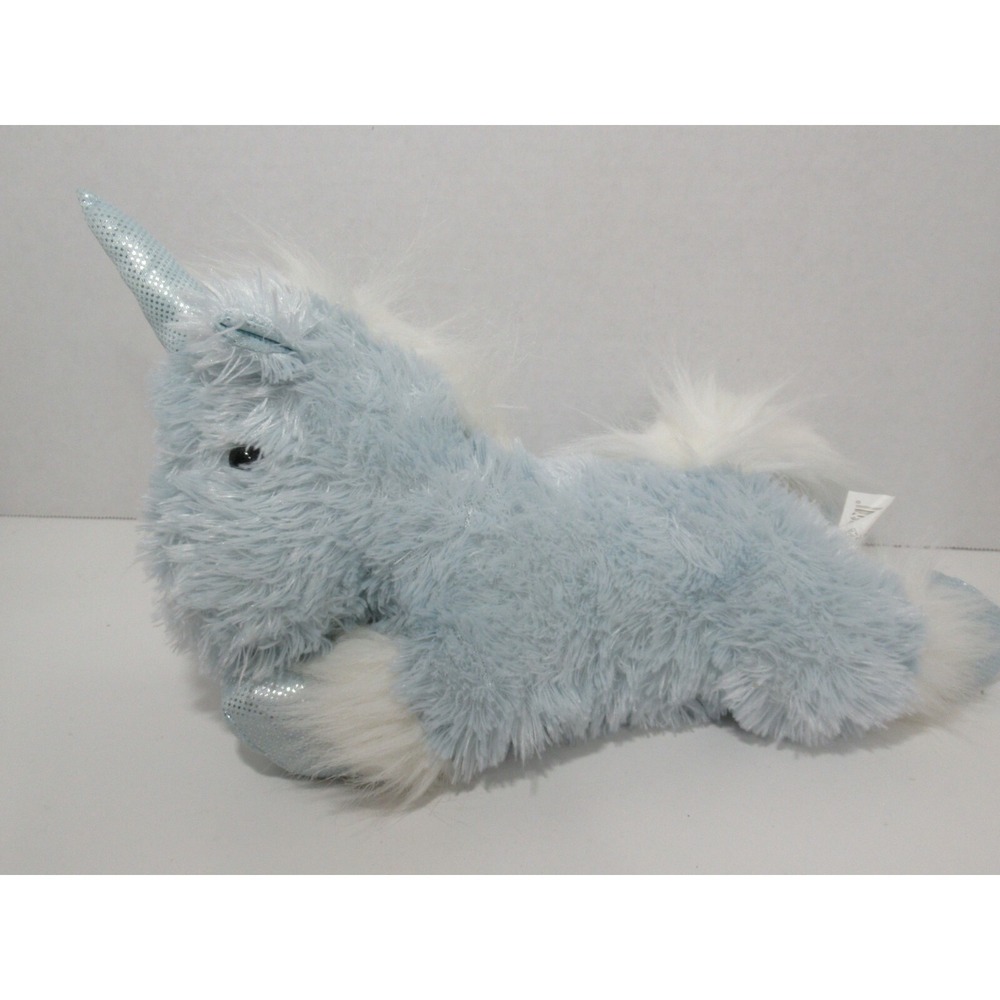 Atico plush blue unicorn lying down white mane tail‎ silver sparkle horn hooves